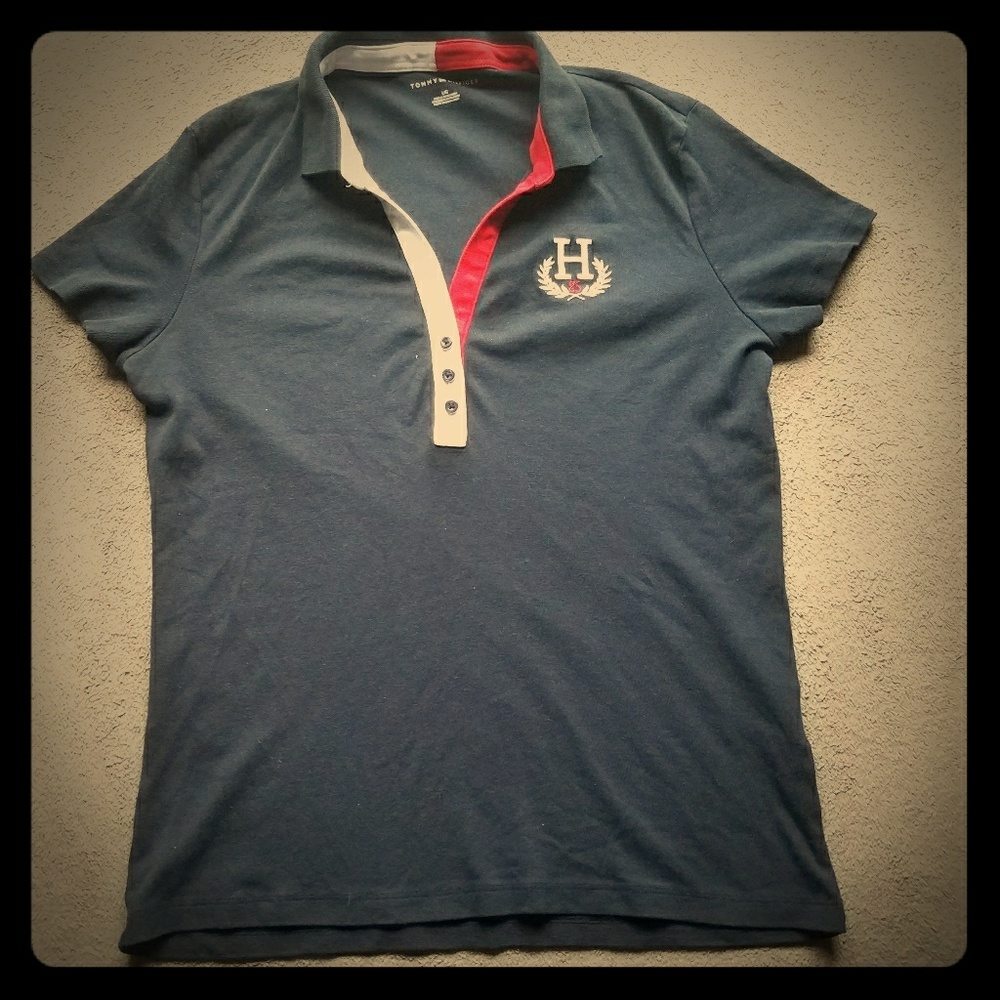 Women's Tommy Hilfiger V Neck Polo w/ Crest